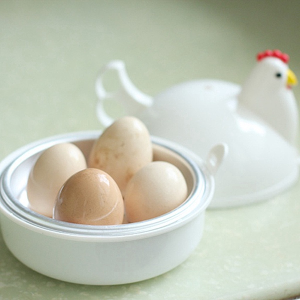 Dụng Cụ Luộc Trứng Hình Gà Dễ Thương Bằng Thép Không Gỉ Cho Lò Vi Sóng