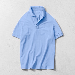 Áo thun có cổ polo cá sấu 4 chiều cổ bẻ màu xanh biển form xuông dùng cho nam và nữ