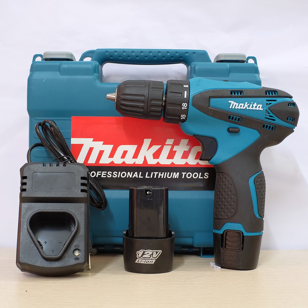 Máy Khoan dùng Pin MAKITA 12V - TẶNG BỘ 24 CHI TIẾT - Máy bắt vít MAKITA - 2 Pin - 100% Lõi đồng - Khoan MAKITA 12v