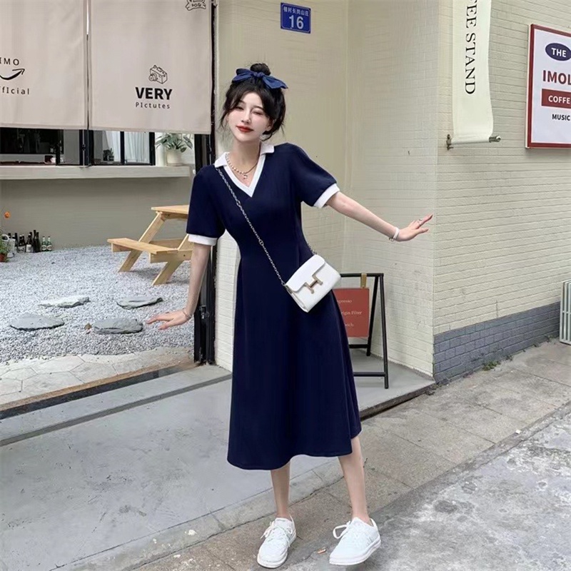 Đầm chữ A IELGY cổ V màu sắc đơn giản thời trang cho nữ