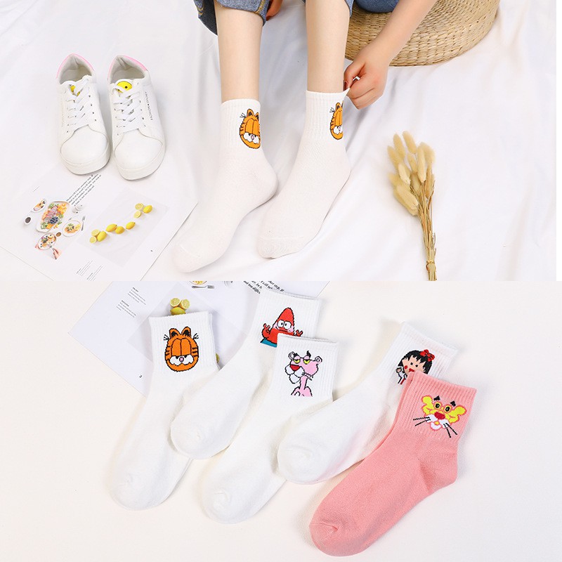 Tất nữ cổ cao họa tiết pink panther - cotton phong cách trẻ trung năng động - T08