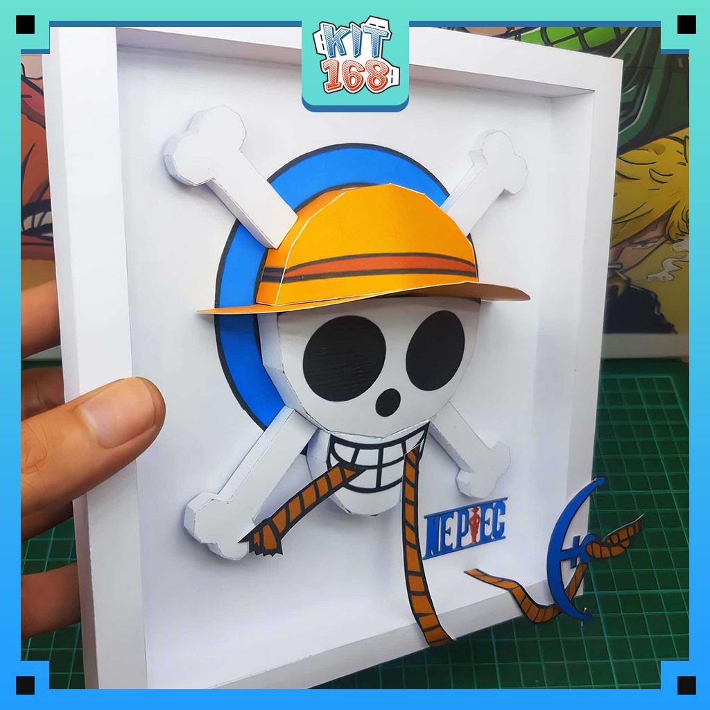 Mô hình giấy Anime Game Tranh 3D logo Hải tặc Mũ Rơm