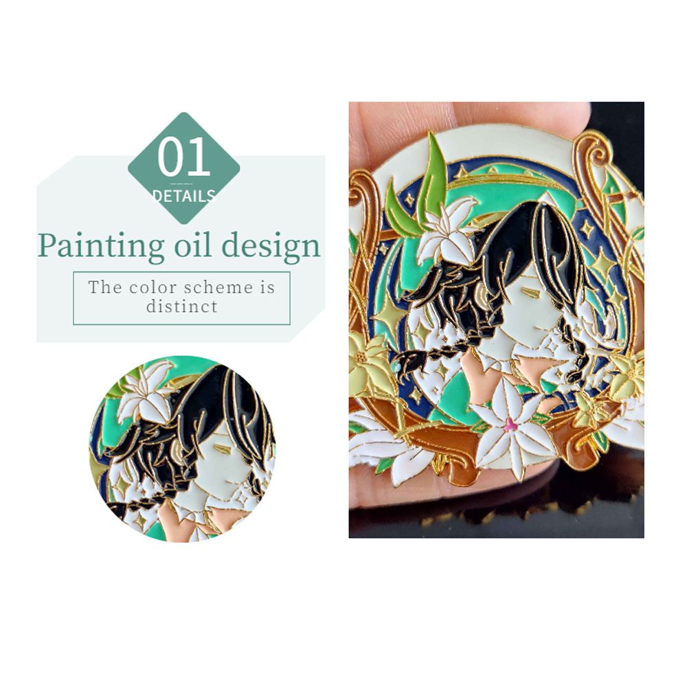 LANFY Jewelry Gift Metal Badge Souvenir Brooch Pins Genshin Impact Brooch Anime Keqing Cosplay Gift Xiao Collection Venti Lapel Pin