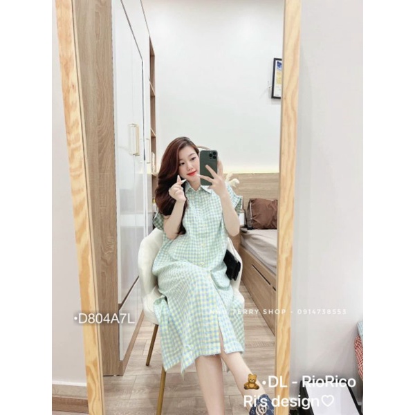 Đầm Maxi Suông Nữ Váy Caro Suông Dài Dáng Rộng Chất Thô Cao Cấp