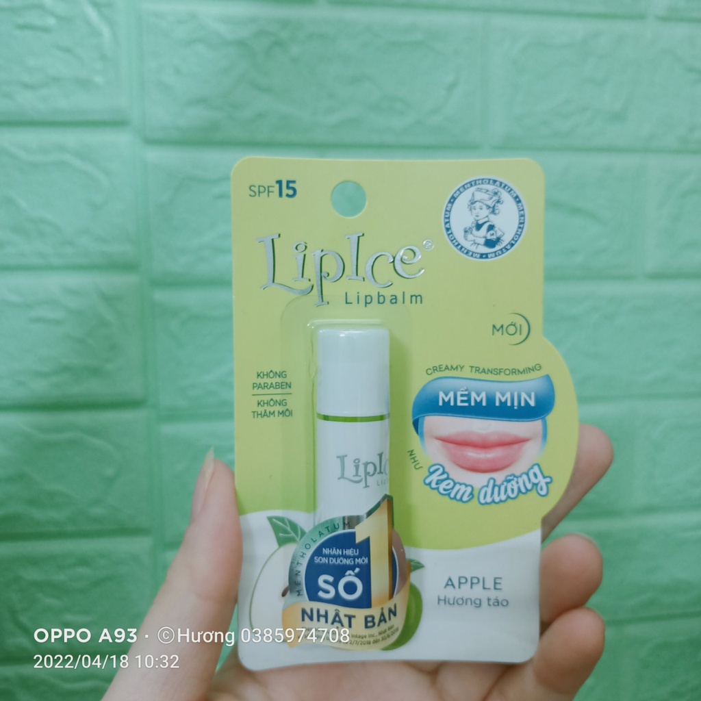 Son dưỡng môi Lipice lipbalm không màu hương táo