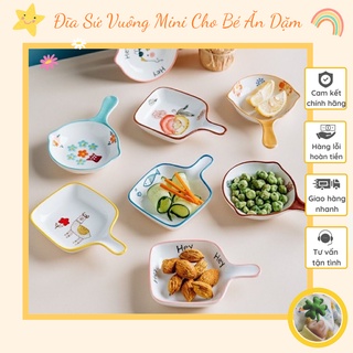 Chảo sứ vuông/tròn có tay cầm siêu xinh cho bé ăn dặm