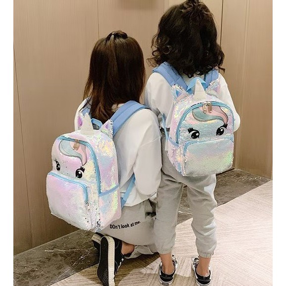 Balo bé gái balo trẻ em Pony kim tuyến lấp lánh cực xinh, có lớp lót Polyester chống thấm tốt