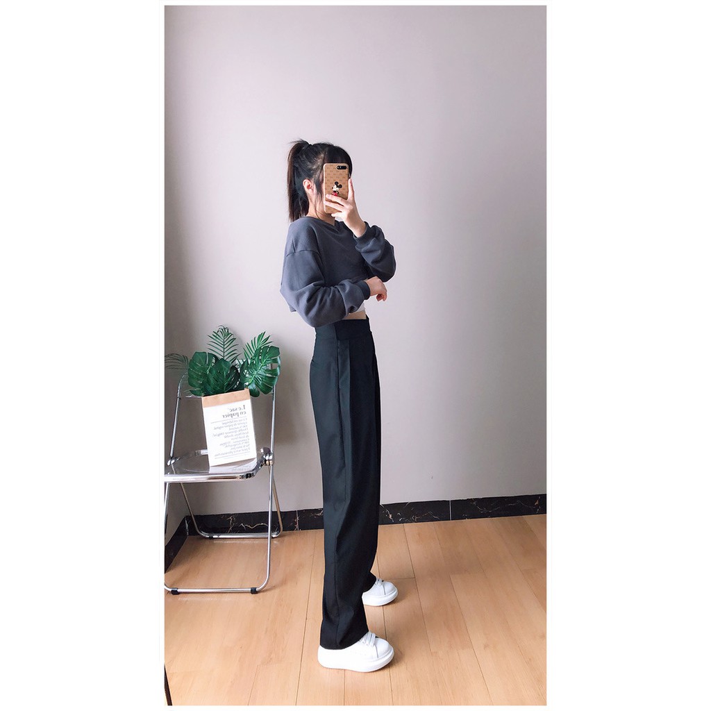 Quần tây ulzzang ống rộng lưng cao | BigBuy360 - bigbuy360.vn