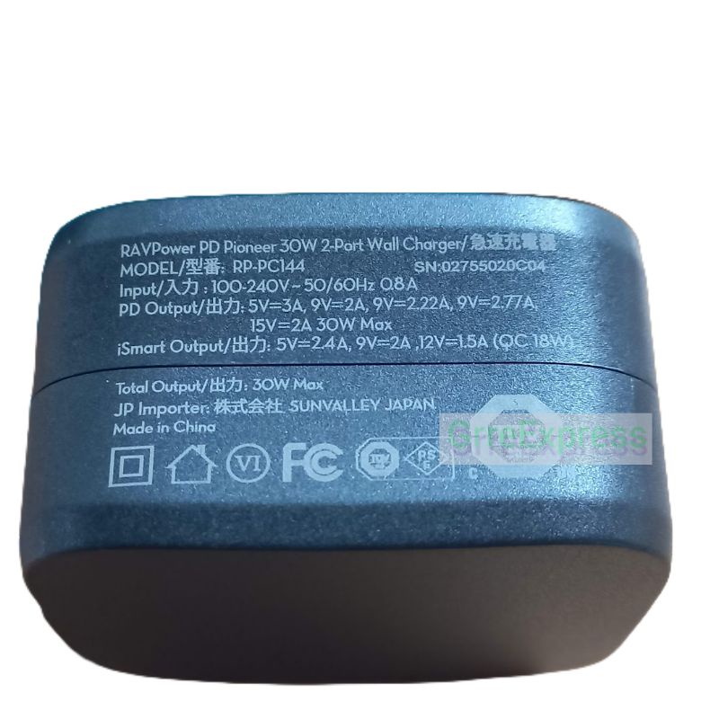 Bộ Sạc RAVpower PC144 PD 30W PPS 25W QC3.0