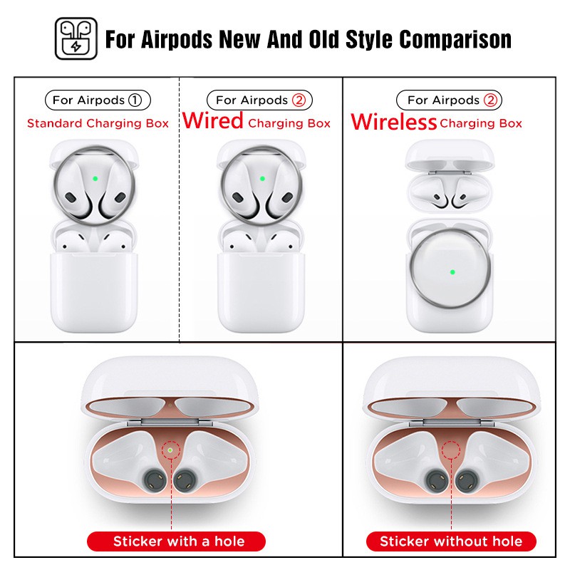 Miếng dán kim loại siêu mỏng chống bụi bảo vệ hộp tai nghe airpods pro / 2 / 1