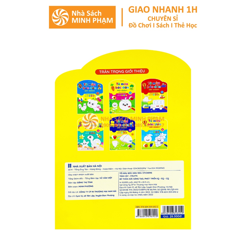 Sách - Bộ 6c Tô Màu Bóc Dán 100+ Stickers - Song Ngữ Anh Việt
