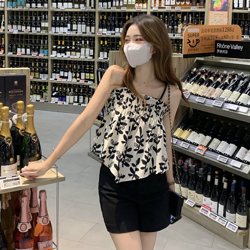 Áo Hai Dây In Hoa Phong Cách Ngọt Ngào Quyến Rũ Cho Nữ