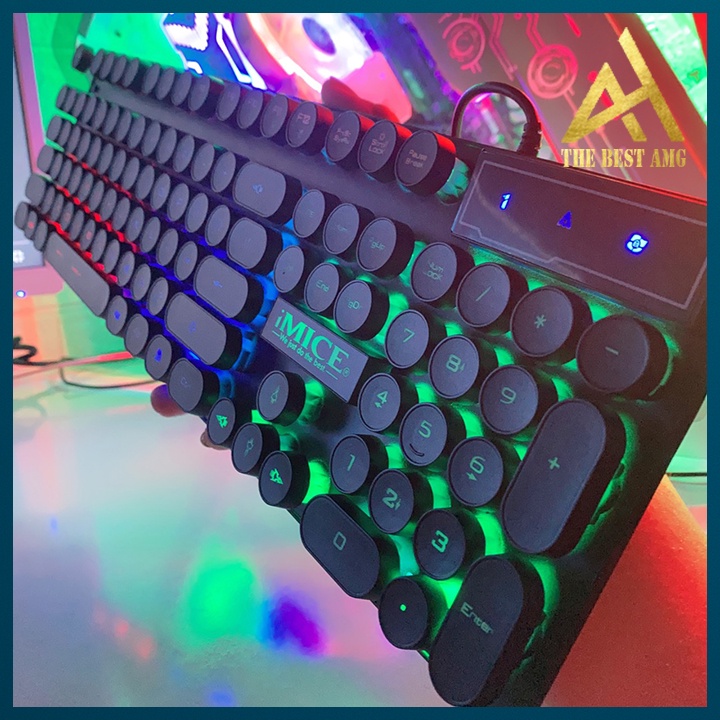 Bàn Phím Máy Tính Gaming Keycap Xuyên Led IMICE AK800 Nút Tròn Bàn Phím Giả Cơ Laptop Có Dây Keyboard Chơi Game