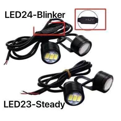 COD 1 cặp Xe máy Đèn LED mắt đại bàng DC 12V Đèn dự phòng ngược Ánh sáng ban ngày Chạy ban ngày Bóng đèn tín hiệu