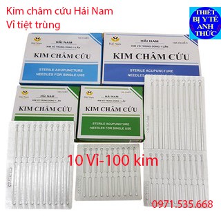 Kim châm cứu Hải Nam- hộp tiệt trùng- Hộp 10 vỉ - 100 kim