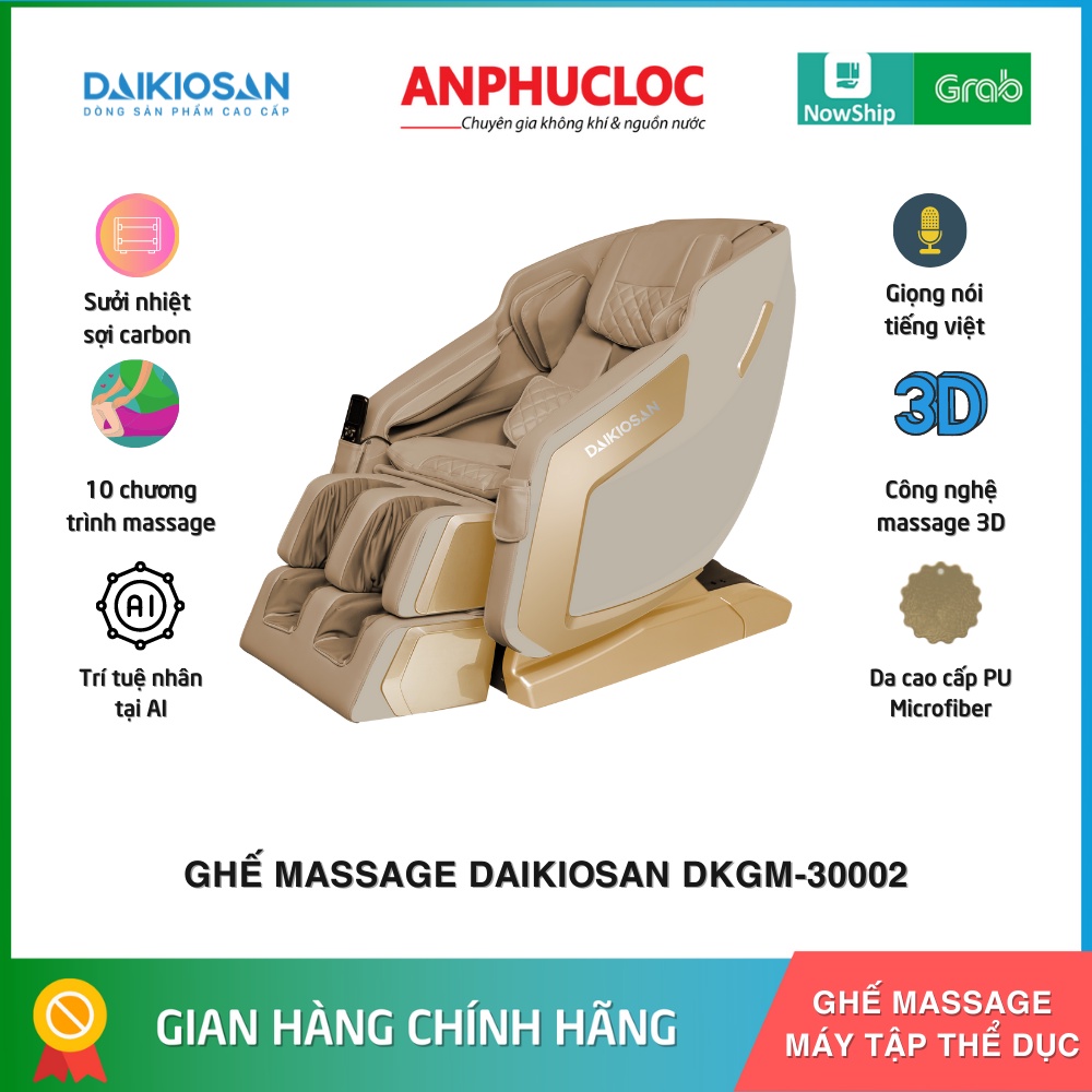 GHẾ MASSAGE DAIKIOSAN DKGM-30002 CÔNG NGHỆ 4D DA CAO CẤP