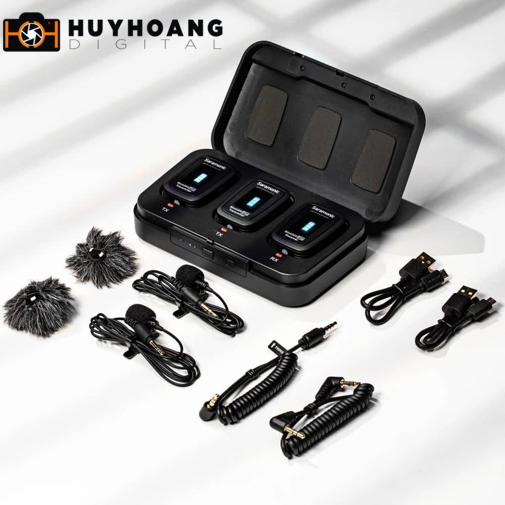 Micro Thu Âm Không Dây Saramonic Blink 500 Pro B2 (TX + TX + RX) 2 Phát + 1 Thu - Màu Trắng - Chính hãng