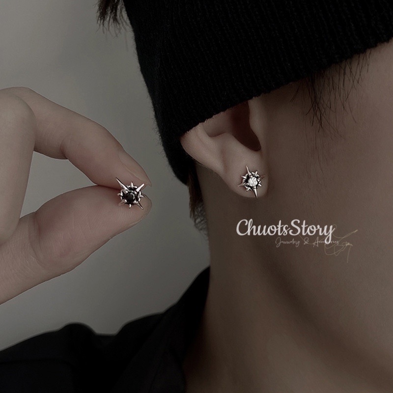 Khuyên Tai Nam Nữ Đính Đá Góc Cạnh Cá Tính, Bông Tai Titan Thời Trang Unisex - Ktu0016 - Chuotsstory
