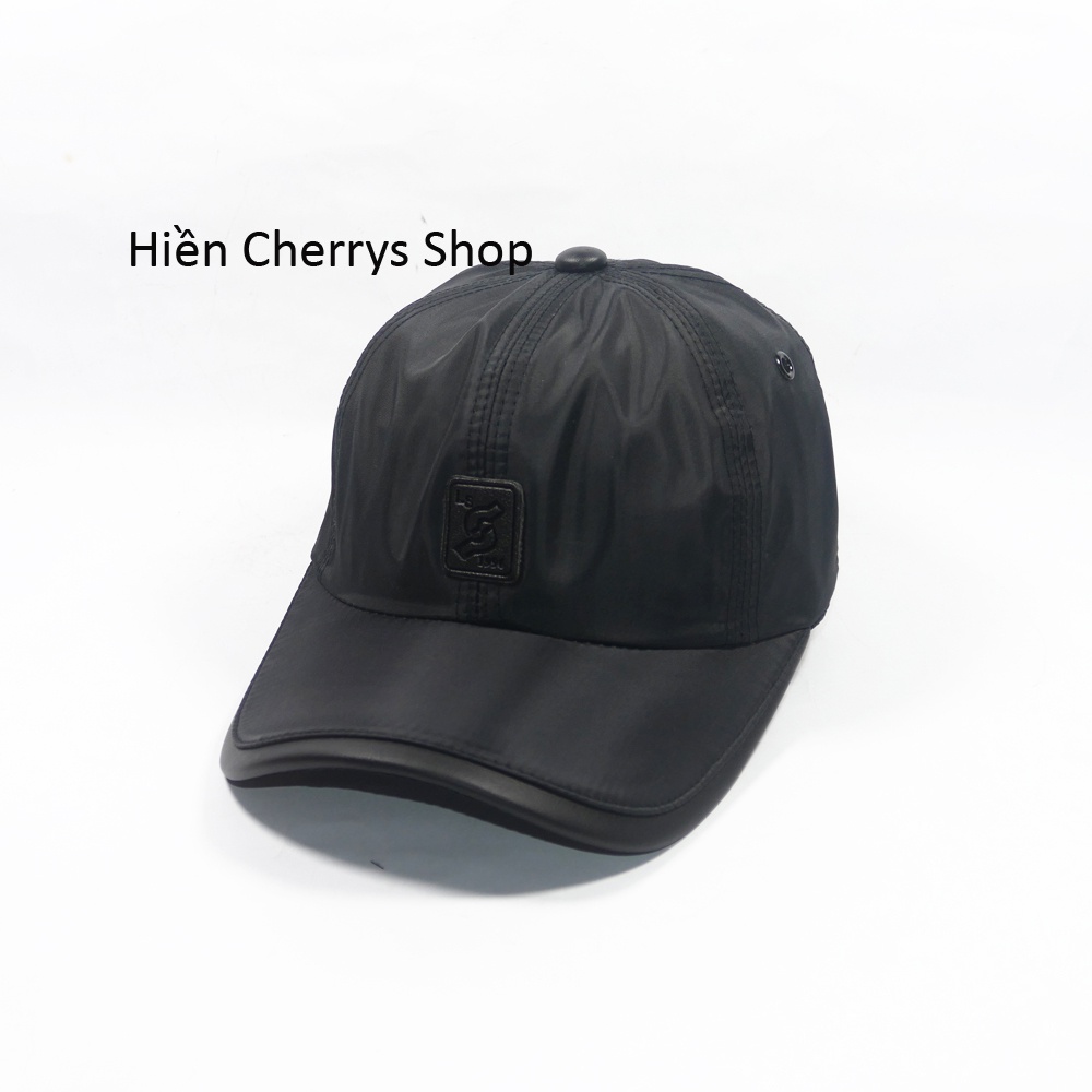 [Nhiều màu] Nón kết nam nữ thời trang vải dù trơn bóng, bọc da mỏ kết của nón độc đáo