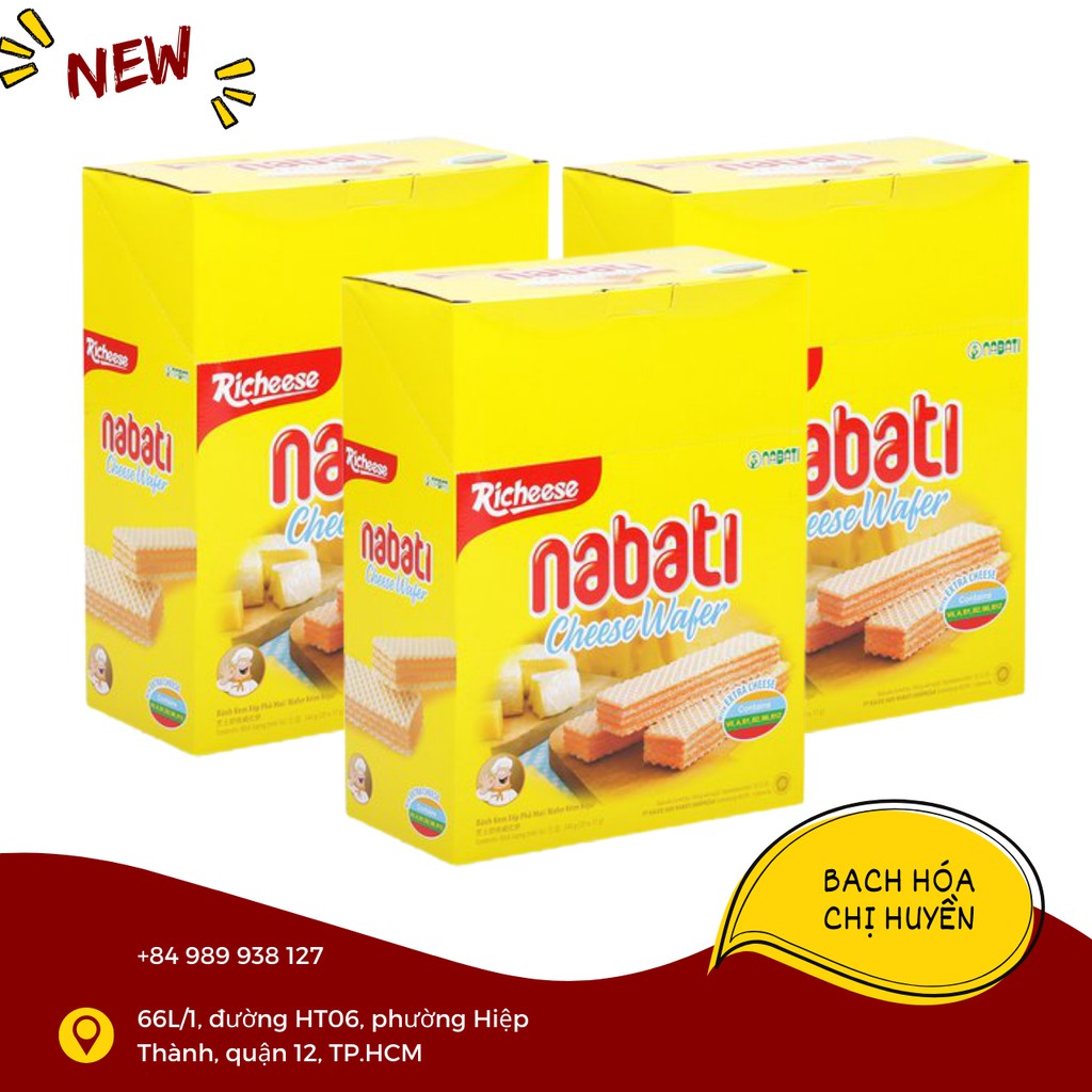 [HỘP LỚN 20 THANH ĐÔI] Bánh xốp nhân phô mai + socola Nabati 320g