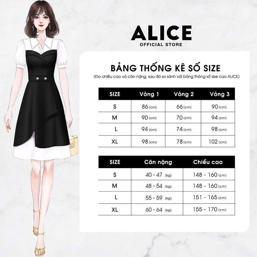 Váy Công Sở Chữ A Nữ ALICE Thiết Kế Cổ Sơ Mi Chân Váy Vạt Chéo Sang Đính Ngọc Thanh Lịch V703