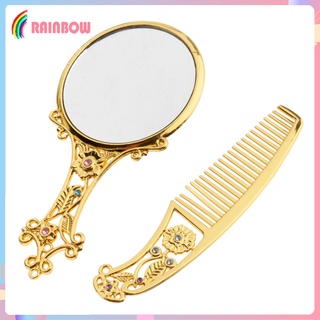 [Hahaha1] Tay cầm trang điểm hình bầu dục / tròn mạ kim cương giả cổ điển Bộ đồ chải tóc bằng kim loại