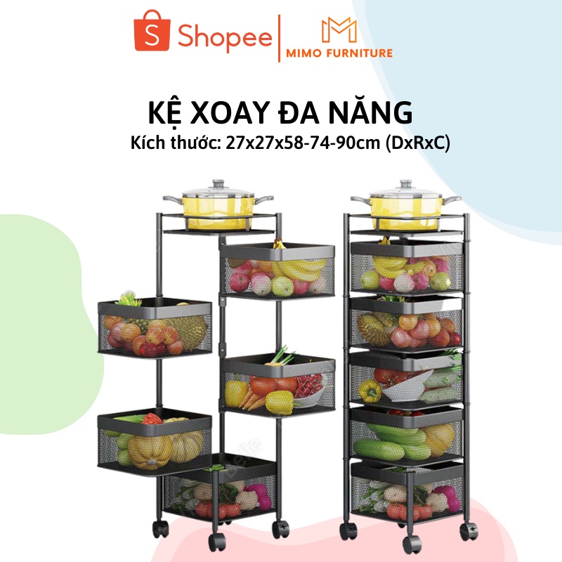 Kệ Đựng Thực Phẩm Xoay 360 Độ MIMO FURNITURE Kệ Nhà Bếp Có Bánh Xe Đa Năng