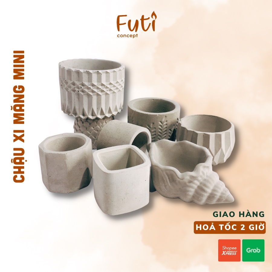 Chậu xi măng mini tròn vuông trồng xương rồng, sen đá đủ kích thước