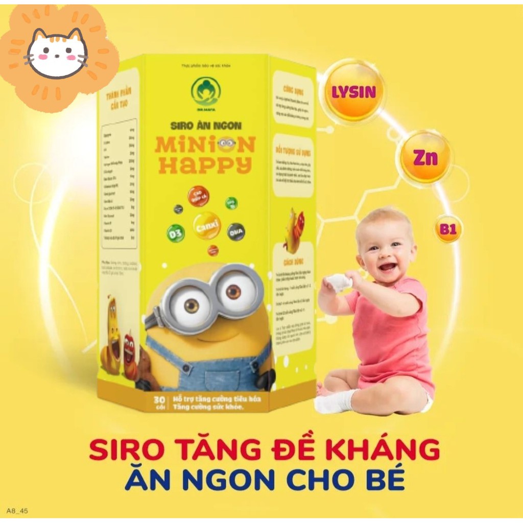Siro ăn ngon Minion Happy Dr.Maya hỗ trợ cho bé ăn ngon, ngủ ngon, tăng đề kháng-Combo 2 hộp