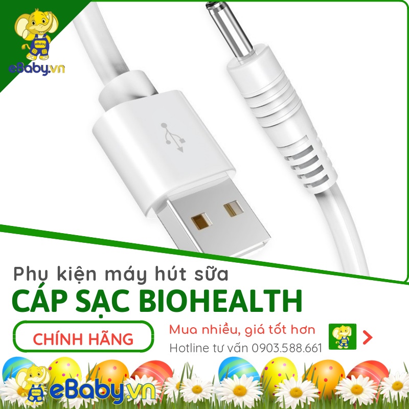 [BIOHEALTH] Dây cáp sạc USB - HÀNG CHÍNH HÃNG - Dây sạc máy hút sữa Biohealth (Dùng cho máy hút sữa Biohealth ĐÔI)