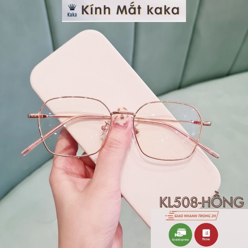 Gọng kính cận nam nữ kaka chất liệu kim loại mắt đa giác thanh mảnh KL508