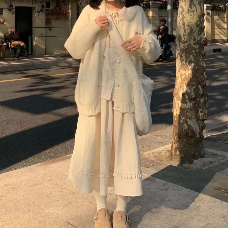 Chân Váy Chữ A Dài Qua Gối Lưng Cao Phong Cách Nhật Bản Mới