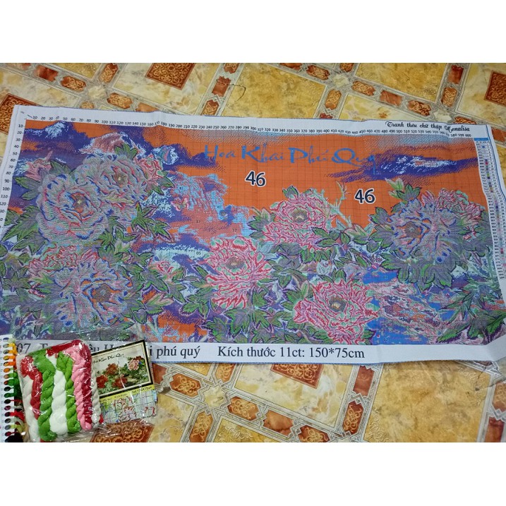 Tranh thêu chữ thập thanh lý hoa mẫu đơn MN0107 HH0912 MN0183