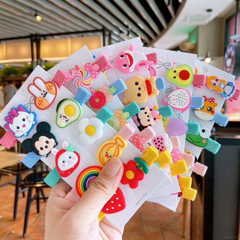Bộ 10 Kẹp Tóc Trang Trí Hình Hoạt Họa Dễ Thương Dành Cho Bé Gái