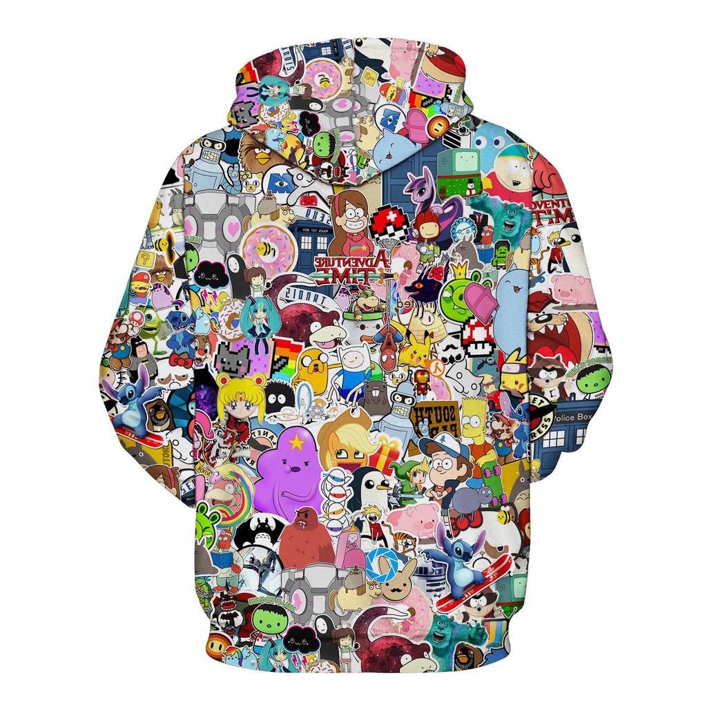 ÁO HOODIE Hoodie 3D cartoon , không xù lông, dày, unisex nam nữ