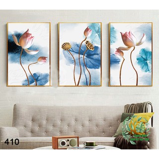 Bộ 3 tranh canvas treo tường Hoa Sen