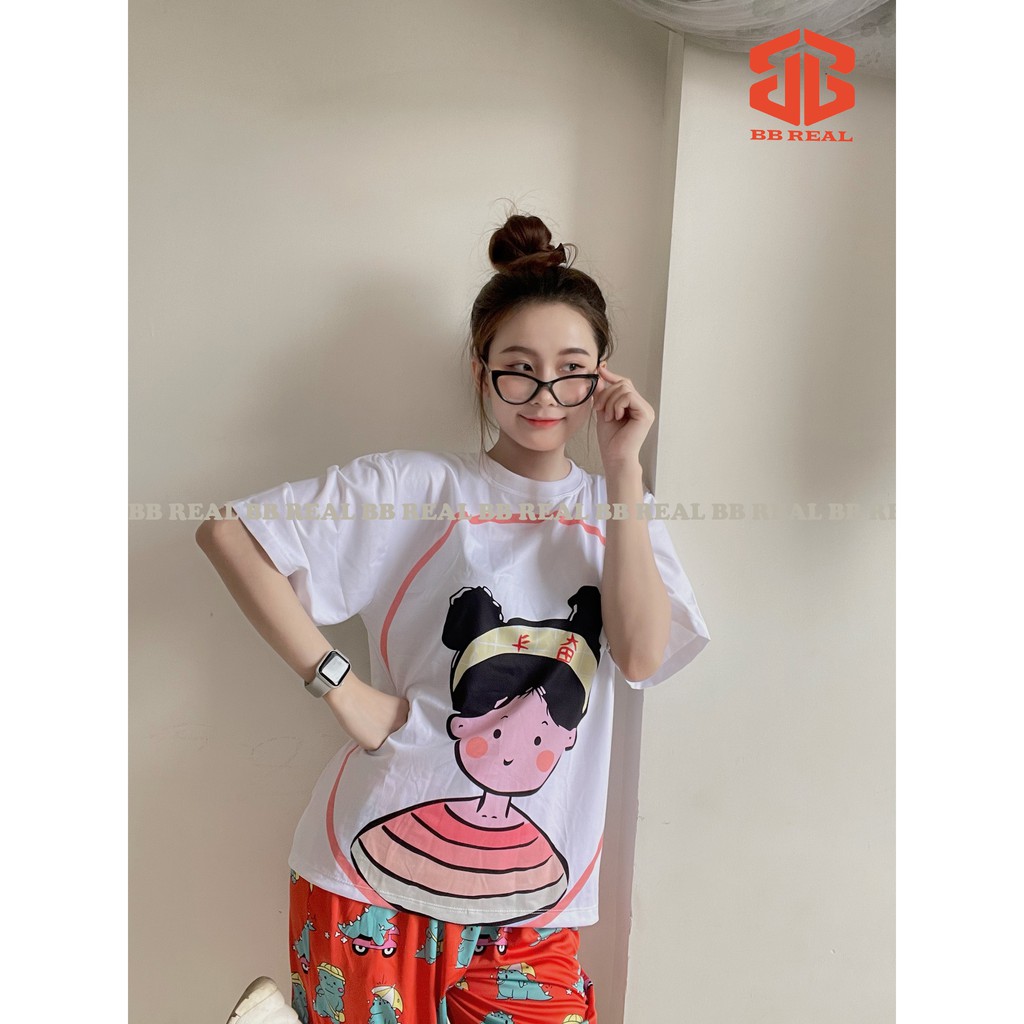 Đồ Bộ Ngủ Quần Thun Lửng Nữ Mặc ở Nhà Khủng Long Cute Dễ Thương [Code 2] From Unisex Từ 45-65Kg - BB REAL