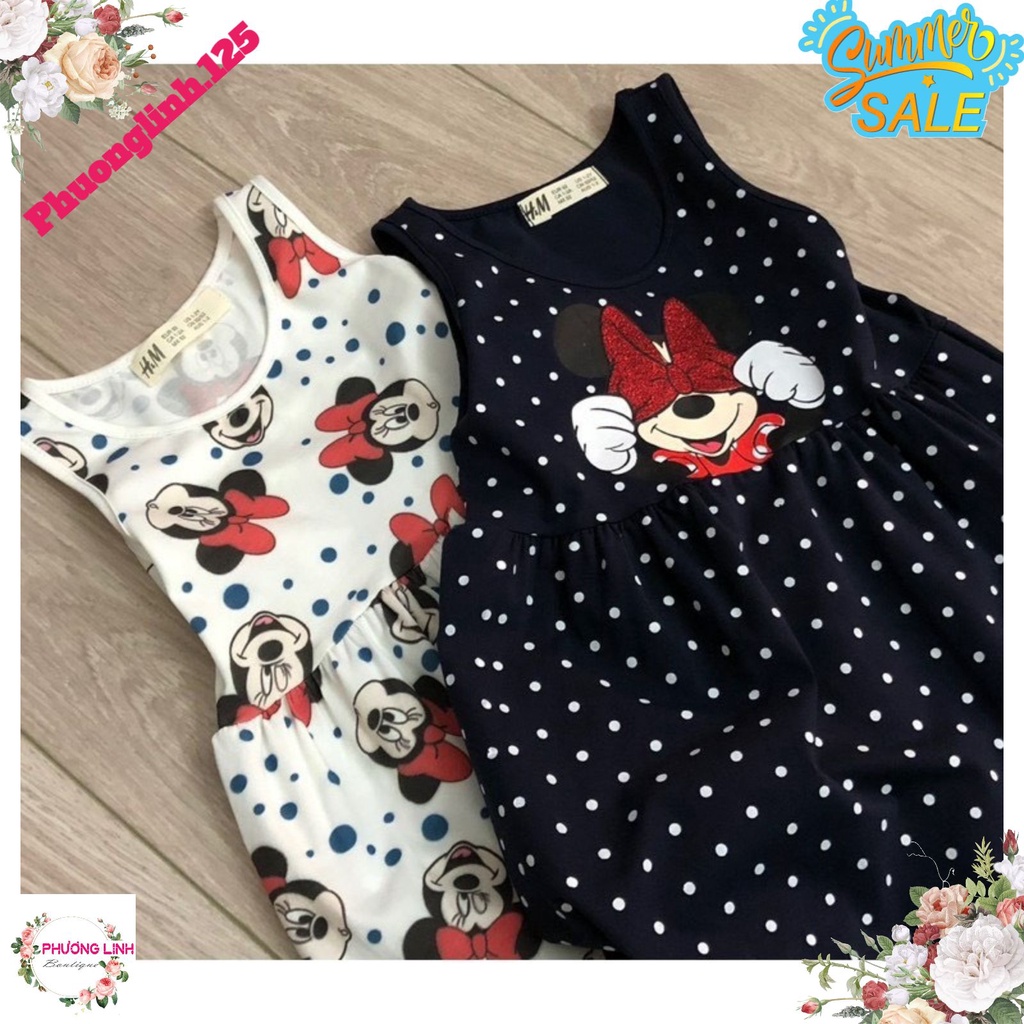 SET 2 VÁY BÉ GÁI SN ĐEN TRẮNG CHẤM BI MICKEY