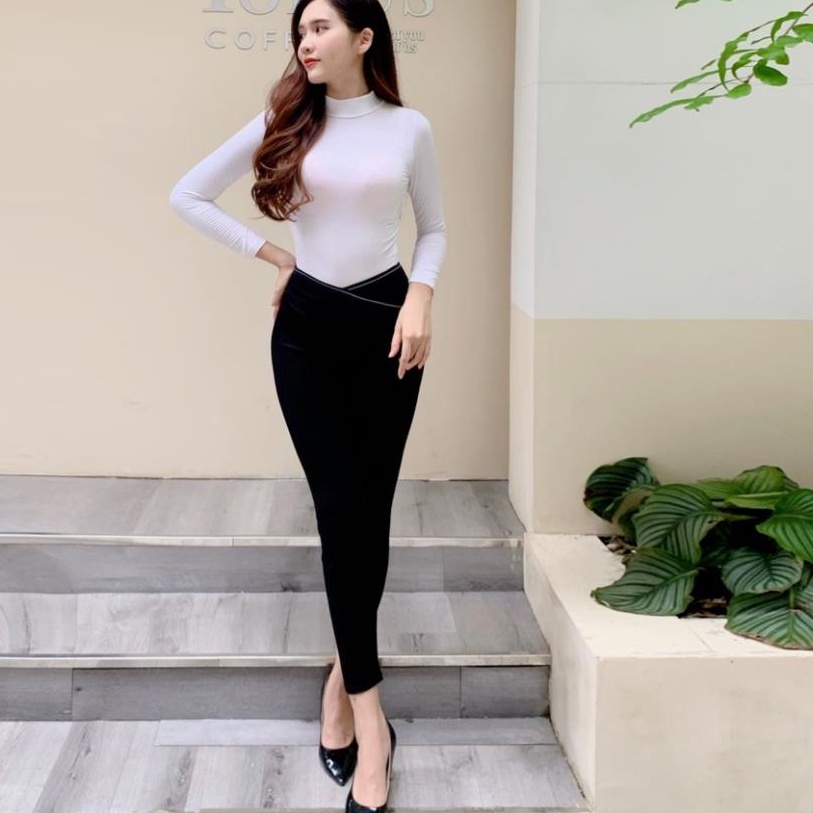 Quần legging nữ dài cạp chéo cao nâng mông giữ nhiệt Umi Hàn nữ co giãn 4 chiều