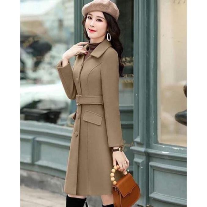 Áo Khoác Dạ Dài Cổ Vest Phối Nút Cao Cấp Có Đai 2 Lớp Siêu Ấm | BigBuy360 - bigbuy360.vn