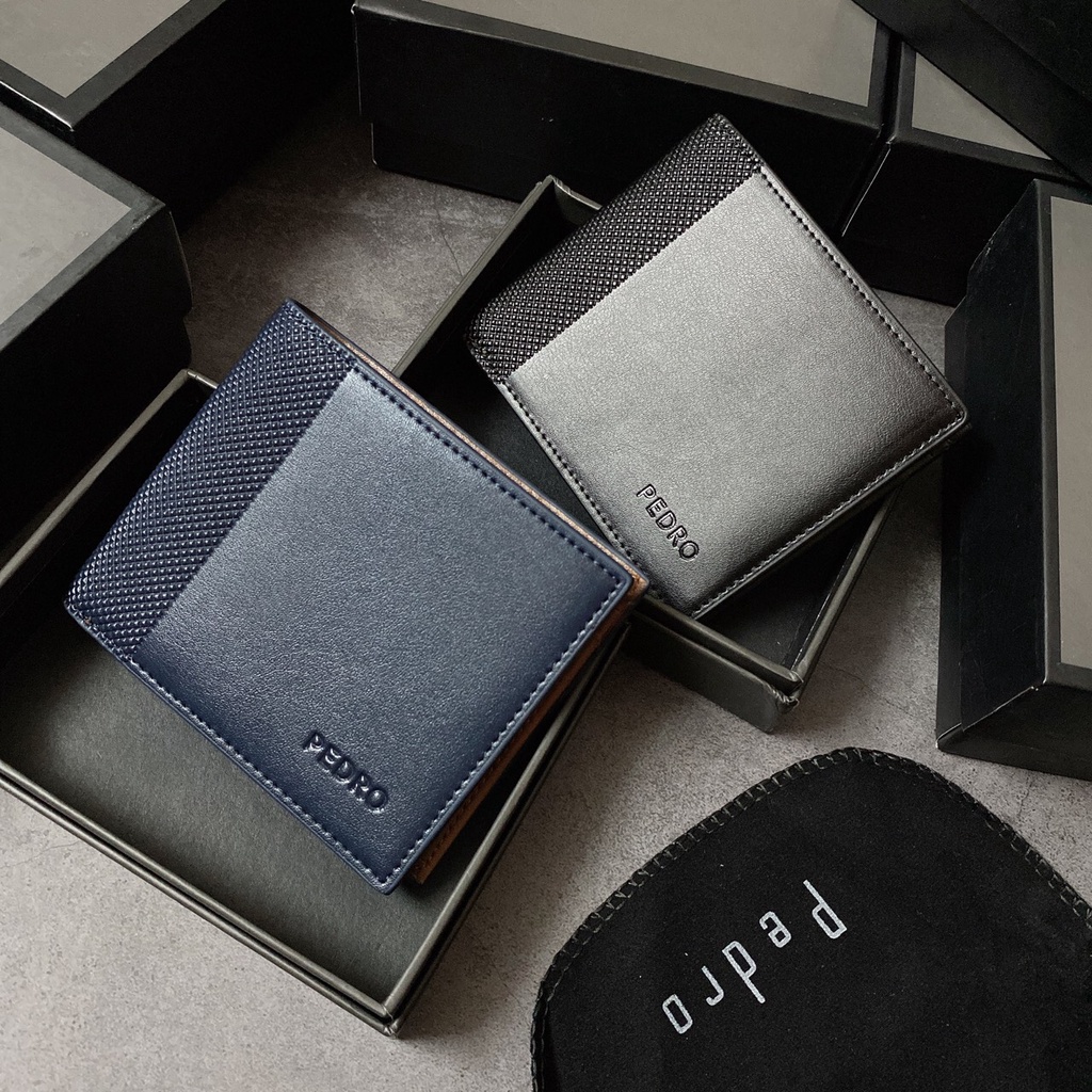 Ví nam Pedro da đẹp có ngăn ảnh hàng cao cấp full box và túi giấy ( Có Hộp)