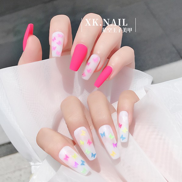 Khay Bướm Neon Dạ Quang Đính Móng