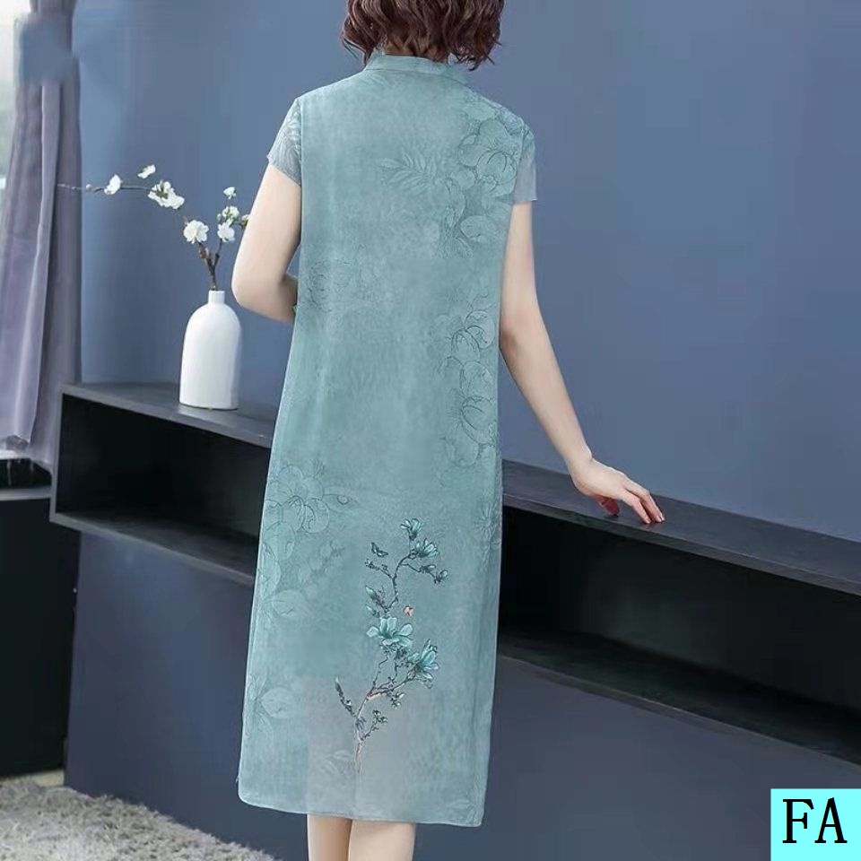 Đầm Thời Trang Mùa Hè 2019 Mới Phong Cách Phương Tây Dành Cho Phụ Nữ Độ Tuổi Trung Niên 40-50