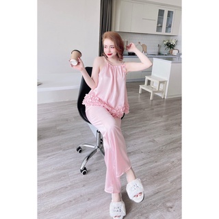 Đồ MặcNhà Cao Cấp,Sét Yếm Lụa Quần Dài Chất Lụa Lantin Mềm Mát