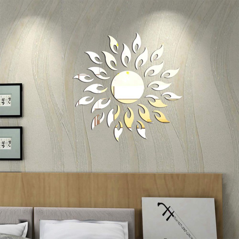 1 Tấm Gương Dán Tường Acrylic Hình Hoa Hướng Dương