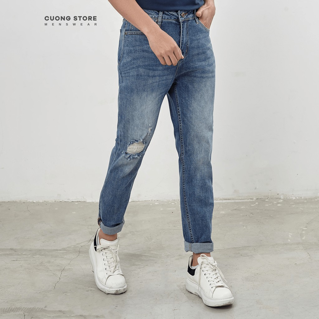 Quần jean dài nam cao cấp xanh denim MRC 085-SN chất cotton cao cấp, form ôm vừa vặn, tôn dáng, trẻ trung - CUONG STORE | BigBuy360 - bigbuy360.vn