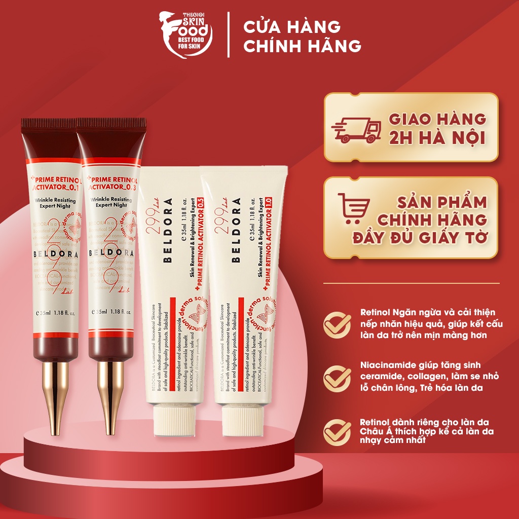 Kem Dưỡng Retinol Trẻ Hóa Da, Ngăn Ngừa Nếp Nhăn Beldora 299 Prime Retinol Activator 35ml