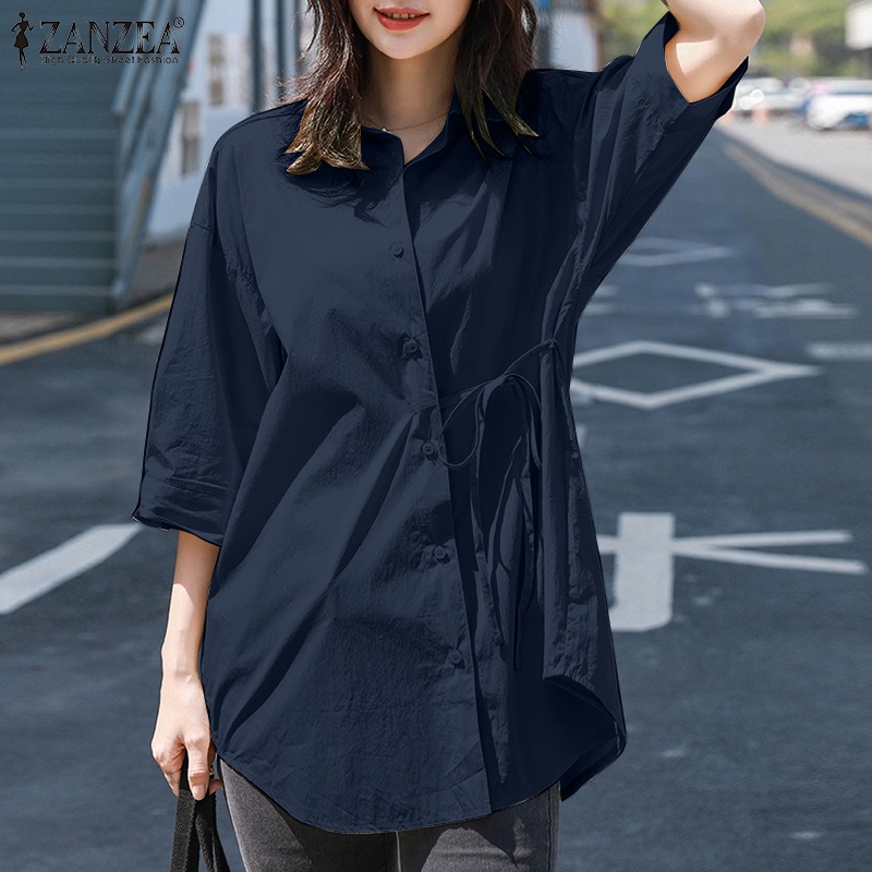 Zanzea Áo Sơ Mi Tay Lỡ 3 / 4 Thời Trang Dành Cho Nữ