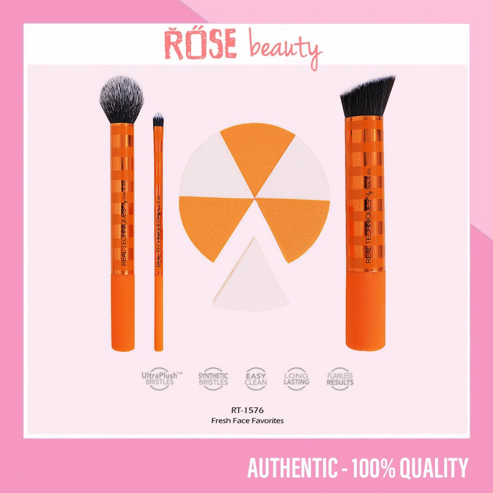 Bộ cọ trang điểm Real Techniques Fresh Face Favourites Brush 3 cây kèm bông mút