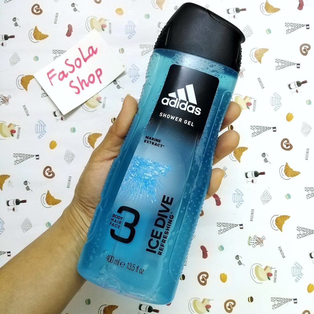 Sữa tắm ADIDAS 400ml Tây Ban Nha 3 trong 1: tắm, gội, rửa mặt nam giới shower gel Spain body hair face